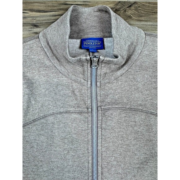 Pendleton Jacket Women's Large Casual Full Zip Mock Neck Heather Tan Pockets - Picture 3 of 7